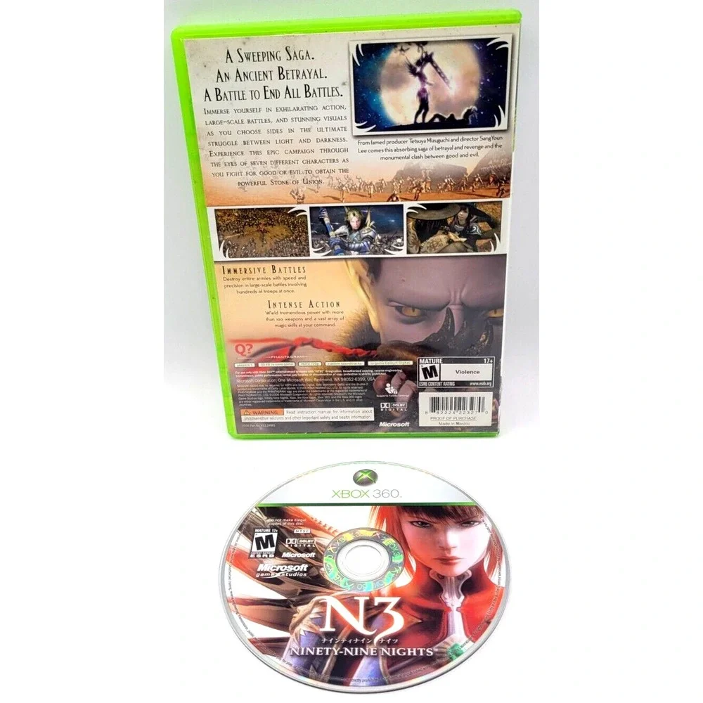 NINETY-NINE NIGHTS XBOX‎ 360 GAME GAME & CASE! MICROSOFT